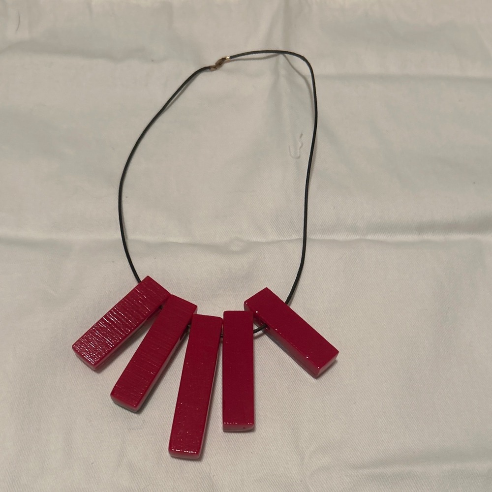 Unique Statement Necklace Dangle Red Rectangular … - image 2